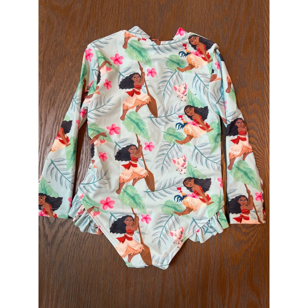 Disney Moana Long Sleeve Rash Guard Ruffle Swimsuit 2Y - Picture 4 of 4